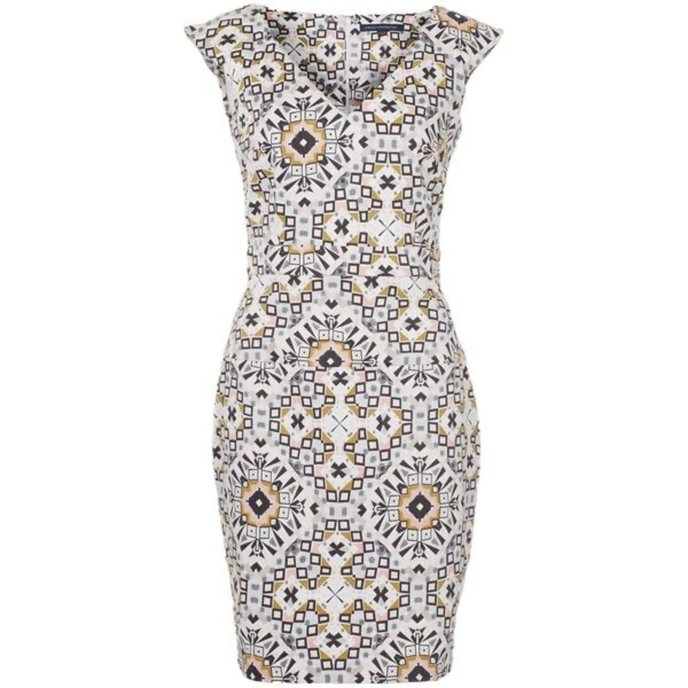 COPY - Mosaic V Neck Cap Sleeve Work Dress